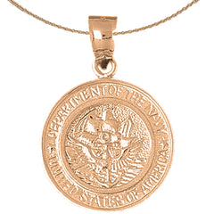 10K, 14K or 18K Gold United States Navy Pendant