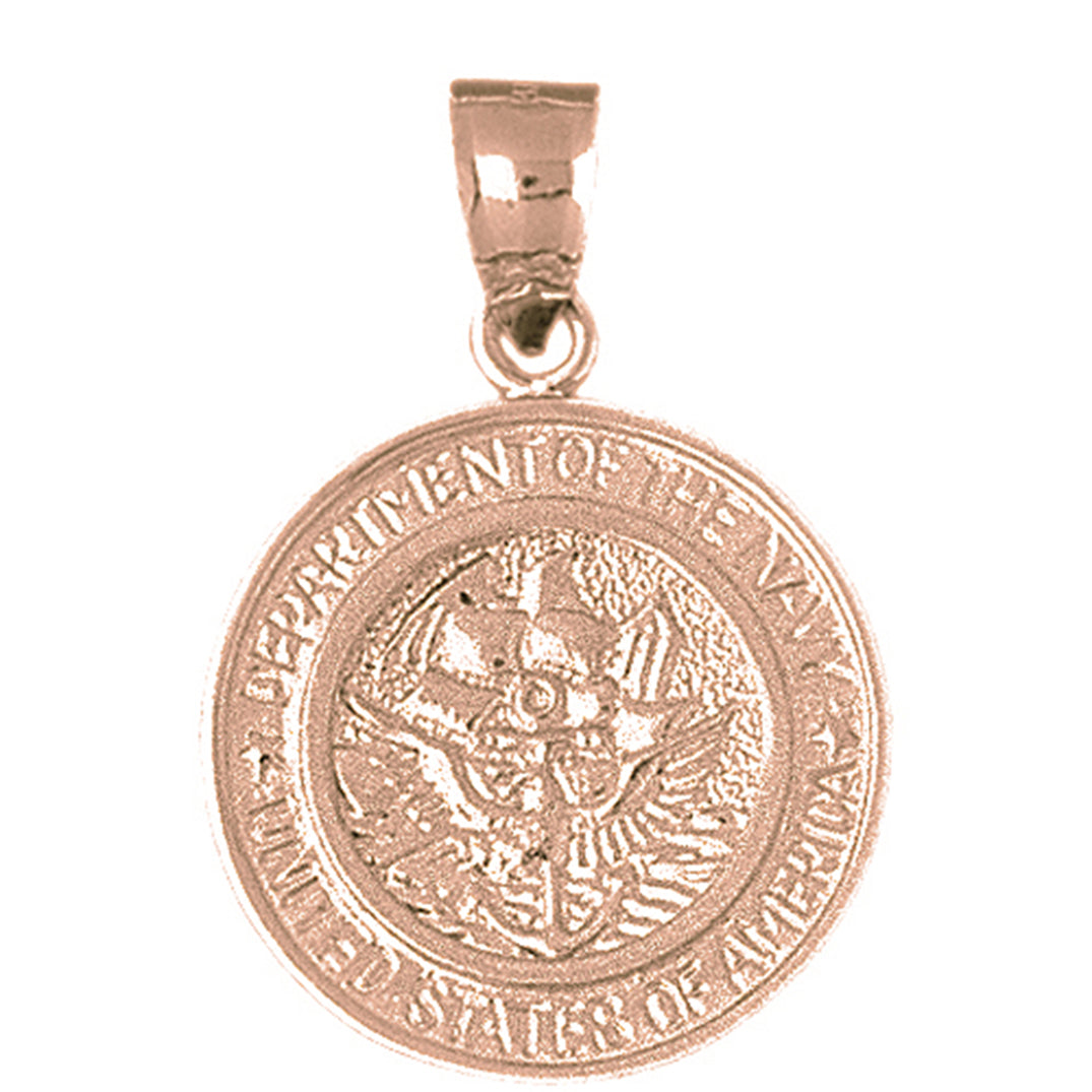10K, 14K or 18K Gold United States Navy Pendant