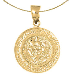 10K, 14K or 18K Gold United States Navy Pendant