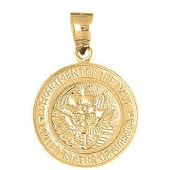 10K, 14K or 18K Gold United States Navy Pendant