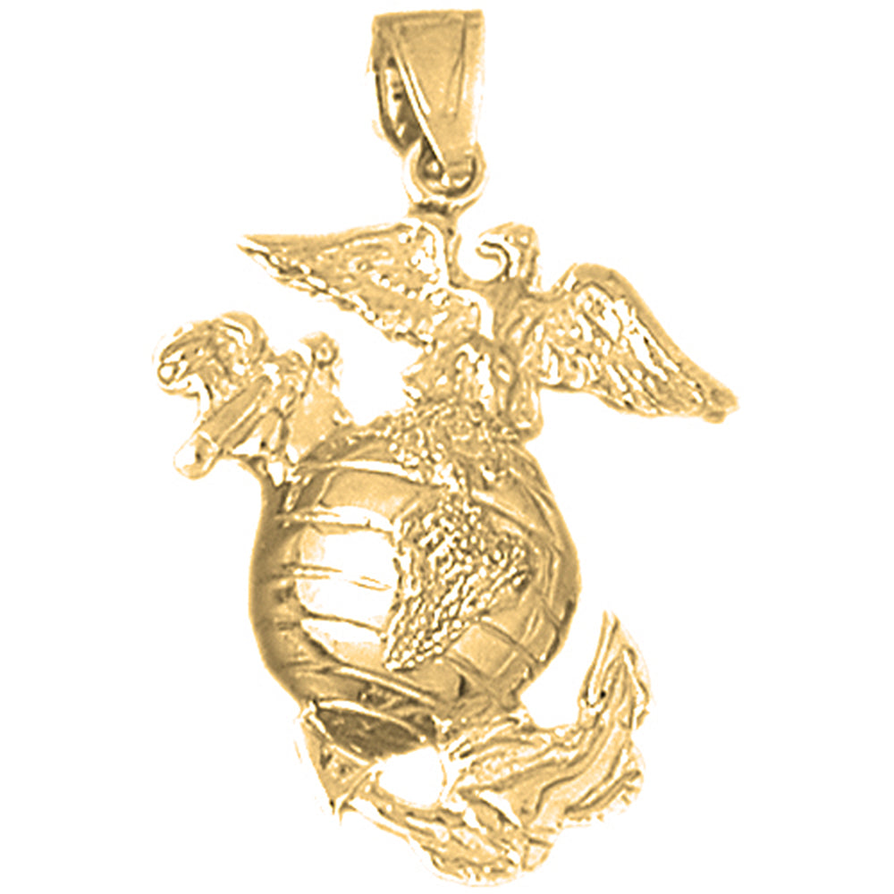 10K, 14K or 18K Gold 3D Marines Logo Pendant