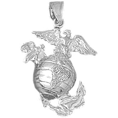 10K, 14K or 18K Gold 3D Marines Logo Pendant