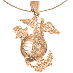 Colgante con logotipo de marines en oro de 10 quilates, 14 quilates o 18 quilates