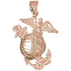 10K, 14K or 18K Gold 3D Marines Logo Pendant