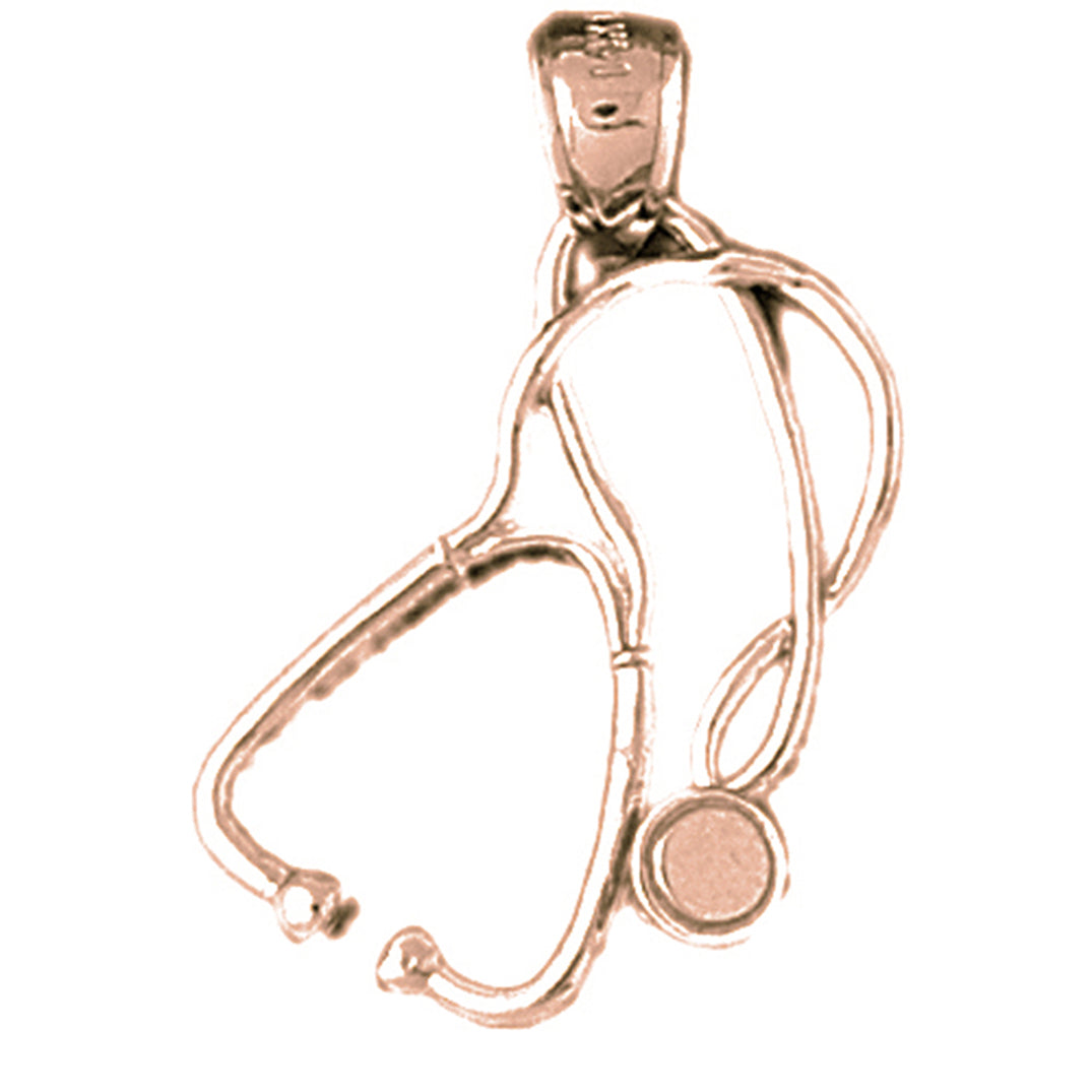 10K, 14K or 18K Gold Stethoscope Pendant