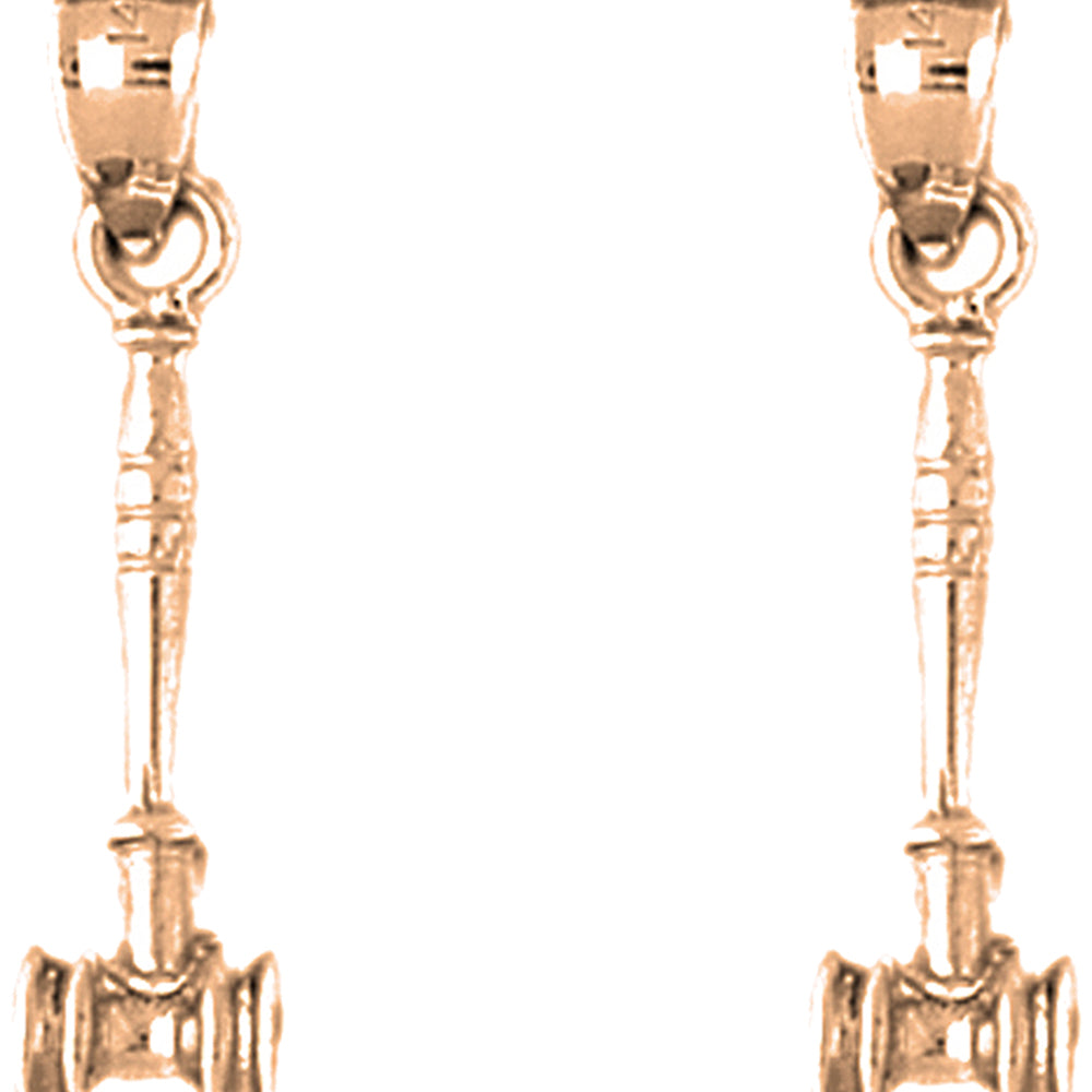 14K or 18K Gold 27mm Gavel Earrings