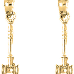 14K or 18K Gold 27mm Gavel Earrings