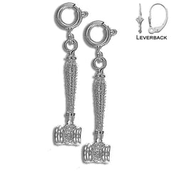 Sterling Silver 25mm Gavel Earrings (White or Yellow Gold Plated)