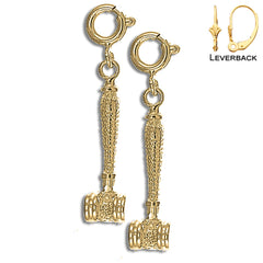 Sterling Silver 25mm Gavel Earrings (White or Yellow Gold Plated)