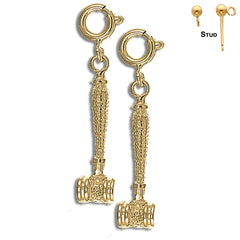 Pendientes de mazo de oro de 14 quilates o 18 quilates de 25 mm