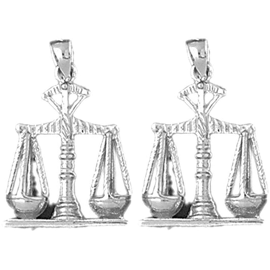 Sterling Silver 26mm Weights Of Justice Earrings