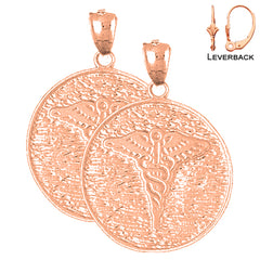 14K or 18K Gold Caduceus Earrings