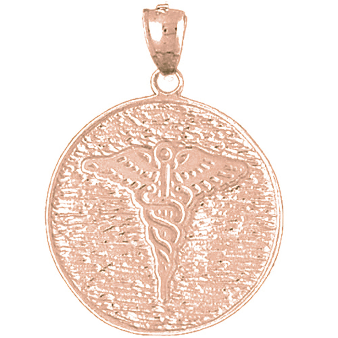10K, 14K or 18K Gold Caduceus Pendant