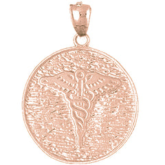 10K, 14K or 18K Gold Caduceus Pendant