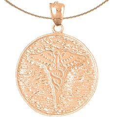 Caduceus-Anhänger aus 10 Karat, 14 Karat oder 18 Karat Gold