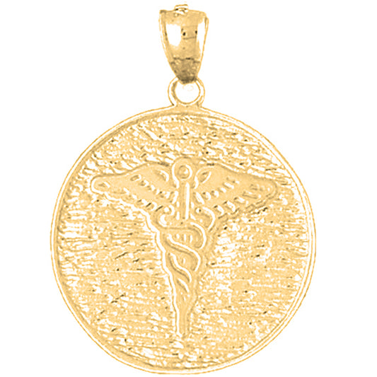 10K, 14K or 18K Gold Caduceus Pendant