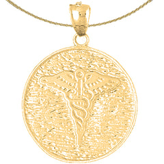Caduceus-Anhänger aus 10 Karat, 14 Karat oder 18 Karat Gold