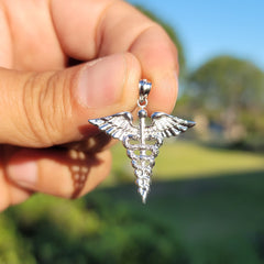 10K, 14K or 18K Gold Caduceus Pendant