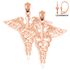 14K or 18K Gold Caduceus Earrings