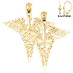 14K or 18K Gold Caduceus Earrings