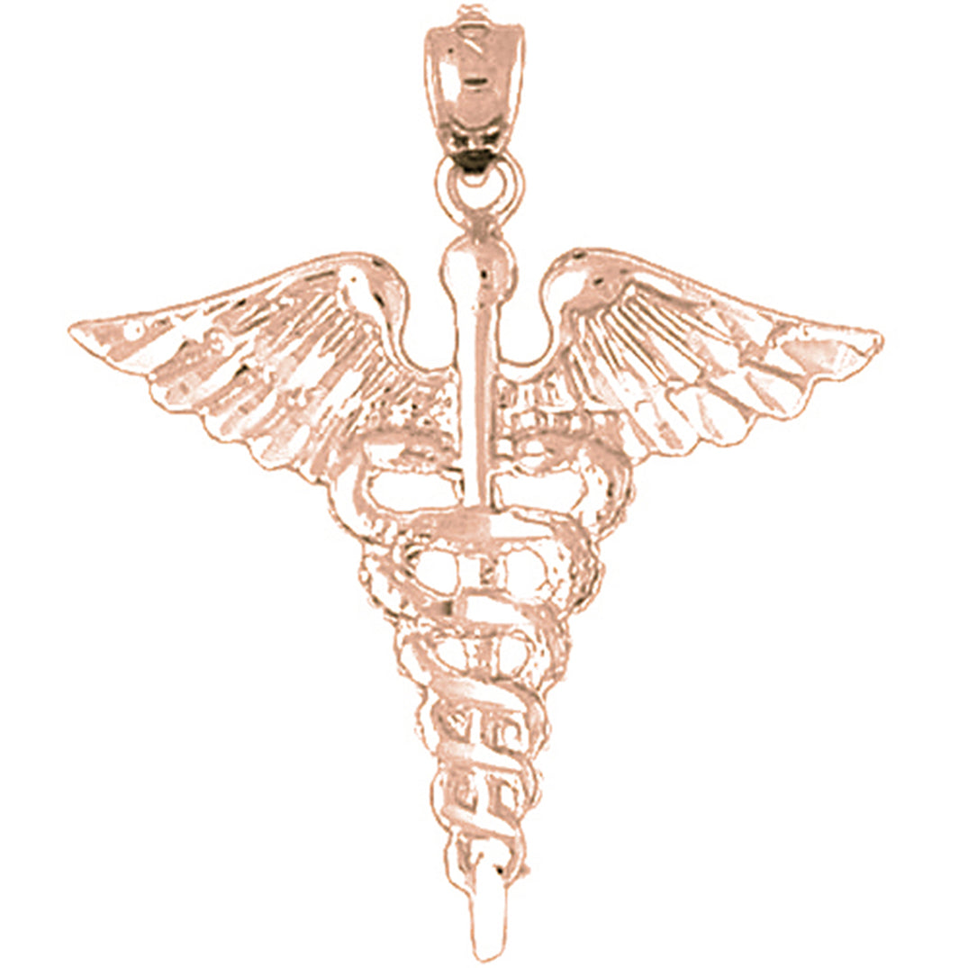 10K, 14K or 18K Gold Caduceus Pendant