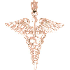 10K, 14K or 18K Gold Caduceus Pendant