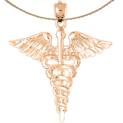 10K, 14K or 18K Gold Caduceus Pendant