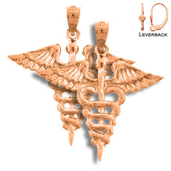 14K or 18K Gold Caduceus Earrings