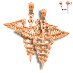 14K or 18K Gold Caduceus Earrings