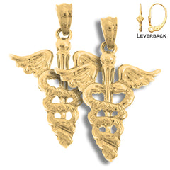 14K or 18K Gold Caduceus Earrings