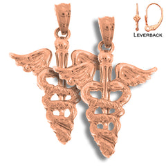 14K or 18K Gold Caduceus Earrings