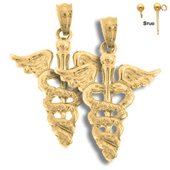 14K or 18K Gold Caduceus Earrings