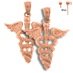 14K or 18K Gold Caduceus Earrings