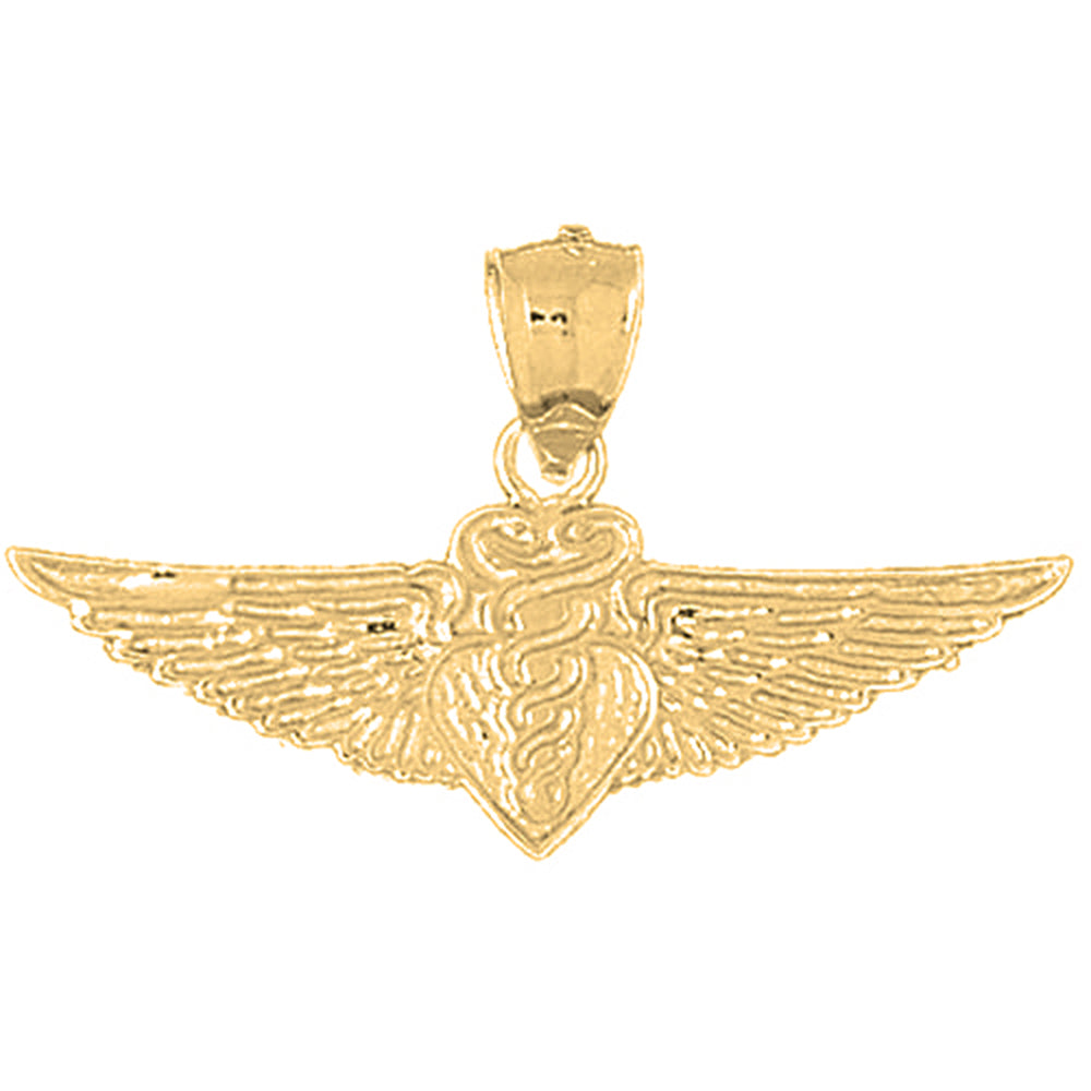 10K, 14K or 18K Gold Caduceus Pendant
