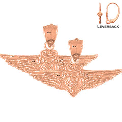 14K or 18K Gold Caduceus Earrings