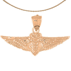 10K, 14K or 18K Gold Caduceus Pendant