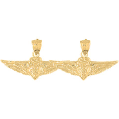 Yellow Gold-plated Silver 22mm Caduceus Earrings
