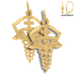 14K or 18K Gold Caduceus Earrings