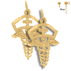 14K or 18K Gold Caduceus Earrings