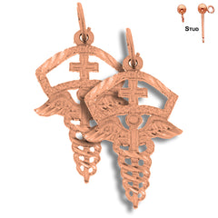 14K or 18K Gold Caduceus Earrings