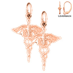 14K or 18K Gold Caduceus Earrings