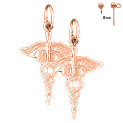 14K or 18K Gold Caduceus Earrings