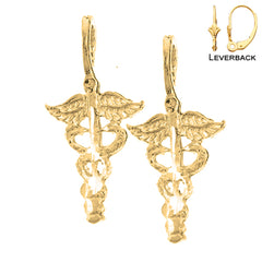 14K or 18K Gold Caduceus Earrings