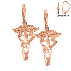 14K or 18K Gold Caduceus Earrings