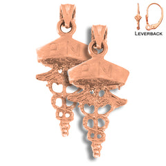 Pendientes de enfermera registrada RN de oro de 14 quilates o 18 quilates de 25 mm