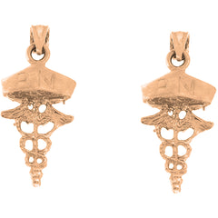 14K or 18K Gold 25mm R.N. Registered Nurse Earrings