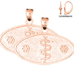 Pendientes Caduceo de Alerta Médica de Oro de 14K o 18K