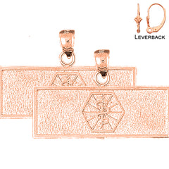 Pendientes Caduceo de Alerta Médica de Oro de 14K o 18K