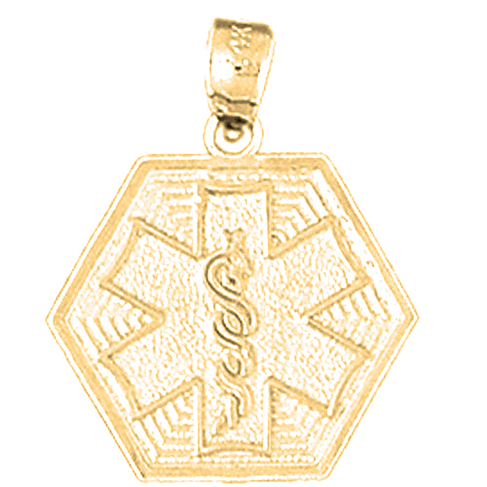 14K or 18K Gold Medical Alert Caduceus Pendant