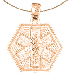 14K or 18K Gold Medical Alert Caduceus Pendant